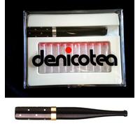 Denicotea Cavalier Exjector Series - Soporte para cigarrillos y 10 filtros gratis, color negro con puntos, añade estilo y sofisticación, evita manchas de dedos y labios, ingeniería alemana, 20206