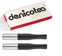 Denicotea - Juego de 2 pipas para cigarrillos (10 filtros), color negro y plateado