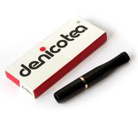 DENICOTEA Soporte para cigarrillos negro con anillo de color dorado + 10 filtros