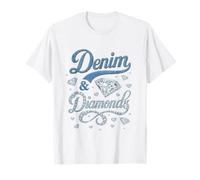 Denim and Diamonds Western Cowgirl Glam Style para Mujeres y Camiseta