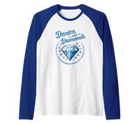 Denim and Diamonds Western Cowgirl Glam Style para Mujeres y Camiseta Manga Raglan