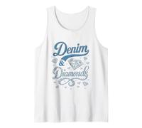 Denim and Diamonds Western Cowgirl Glam Style para Mujeres y Camiseta sin Mangas