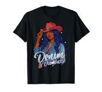 Denim Diamantes Black Mujer Africana Melanina Vaquera Camiseta