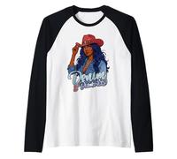 Denim Diamantes Black Mujer Africana Melanina Vaquera Camiseta Manga Raglan
