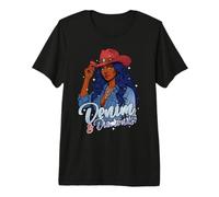 Denim Diamantes Black Mujer Africana Melanina Vaquera Camiseta Premium