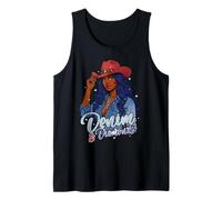 Denim Diamantes Black Mujer Africana Melanina Vaquera Camiseta sin Mangas