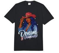 Denim Diamantes Black Mujer Africana Melanina Vaquera Comfort Colors Adult Heavyweight T-Shirt