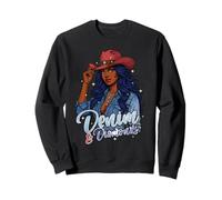 Denim Diamantes Black Mujer Africana Melanina Vaquera Sudadera