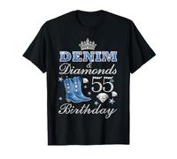 Denim & Diamonds 50 Cumpleaños Queens 55 Años Fiesta de Mujeres Mayores Camiseta