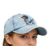 Denim Hat - Jean Hats Blue, Cute Funny Breathable Adjustable Cap, Dog Printed Men Denim Baseball Hat | For Casual Outdoor Travel Party Commuting Shopping Camping Sports