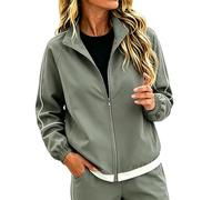 Denim Jackets Outdoor Stand Collar Windbreaker Casual Coat Autumn Lightweig | Chaquetones Azul Marino Mujer Largas Camel Snowboard Etiqueta Ternos Hilo Reversible Palitos Jaspeado Print