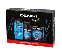 Denim Original - Set de cuidado para hombre - Tripack Orig.A/S + ducha + desodorante (3 x 400 ml) - Set de cuidado personal - antiirritación - Eau de Toilette - cítricos frescos