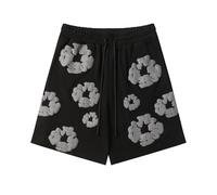 Denim tears Corto Cotton Top Y Pantalones Cortos,Camiseta y Pantalones Cortos for Correr de Verano de con Estampado Espuma de algodón(Black-Shorts,M)