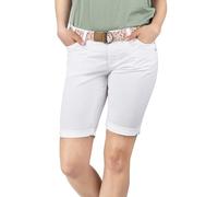 DENIMFY Bermudas Pantalones cortos para mujer con cinturón, corte regular, pantalones cortos chinos, pantalones cortos de verano, elásticos, monocolor, blanco, beige, rosa, azul, oliva, azul marino,