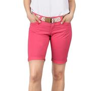 DENIMFY Bermudas Pantalones cortos para mujer con cinturón, corte regular, pantalones cortos chinos, pantalones cortos de verano, elásticos, monocolor, blanco, beige, rosa, azul, oliva, azul marino,