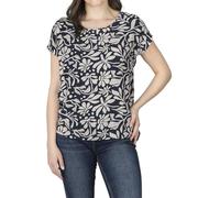 DENIMFY Blusa de verano para mujer, DFJule, corte regular, cuello redondo, manga corta, 100% viscosa, blanco, verde, azul, negro, S, M, L, XL, XXL, Flowers Old Navy Light Sand, XXL