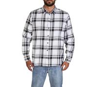 DENIMFY Camisa de franela para hombre, manga larga, a cuadros, corte regular, camisa de leñador, camisa de leñador, algodón negro, verde, azul, S, M, L, XL, XXL, 3XL, 4XL, 5XL, blanco y negro, 3XL