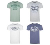 DENIMFY Camiseta Algodón Hombre Regular Fit DFNuri 4er Paquete Set Cuello Corta