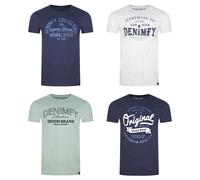 DENIMFY Camiseta Algodón Hombre Regular Fit DFNuri 4er Paquete Set Cuello Corta
