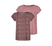 DENIMFY Camiseta para mujer DFAda Regular Fit 2 Pack de 2 unidades Cuello Redondo Manga Corta Top Verano Cremallera Patrón Básico Monocolor Negro Rosa Verde Marina S M L XL XXL, Rosa/Antracita Rosa