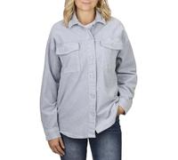DENIMFY Chemise DFSophia para mujer - Blusa oversize de terciopelo acanalado - Camisa larga - Botonera - Camisa de ocio - Bolsillos - Liso - Algodón - Otoño - Beige - Verde - Azul - S M L XL, L
