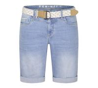 DENIMFY DFLena - Pantalones cortos para mujer con cinturón, corte regular, bermudas, bermudas, verano, elásticos, básicos, color azul, S, M, L, XL, XXL, Azul Claro Denim (L182), M