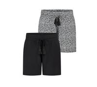 DENIMFY DFLia - Pantalones cortos cortos para mujer, de verano, ligeros, con goma elástica, corte regular, juego de 2 unidades, bermudas anchas, 100% viscosa, beige, verde, negro, azul marino, S, M, L