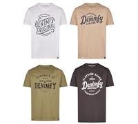 DENIMFY DFNuri - Camiseta de algodón para hombre, corte regular, 4 unidades, cuello redondo, manga corta, verano, camiseta con logotipo impreso, negro, blanco, azul, verde, rojo, gris, S, M, L, XL