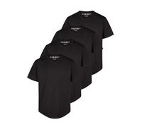 DENIMFY DFPaco - Juego de 4 camisetas de corte largo para hombre, 100% algodón, corte regular, paquete de 4 unidades, cuello redondo, manga corta, camiseta de verano, color negro, blanco, azul, gris