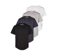 DENIMFY DFPaco - Juego de 4 camisetas de corte largo para hombre, 100% algodón, corte regular, paquete de 4 unidades, cuello redondo, manga corta, camiseta de verano, color negro, blanco, azul, gris