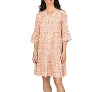 DENIMFY DFYFrida Vestido de Mujer Midi Manga Larga con Cuello en V y Acampanado, hasta la Rodilla, Estampado Floral, Vestido Informal Verano, Mille Fleurs White Rose, M-L