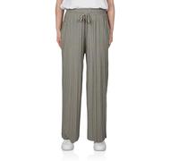 DENIMFY Palazzo - Pantalones de verano 7/8 Culotte DFBrenda, cintura alta, pierna ancha, pantalones de verano, pantalones de tela hasta el tobillo, cintura elástica, bolsillos, monocolor, negro, verde