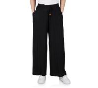DENIMFY Palazzo - Pantalones de verano 7/8 Culotte DFBrenda, cintura alta, pierna ancha, pantalones de verano, pantalones de tela hasta el tobillo, cintura elástica, bolsillos, monocolor, negro, verde
