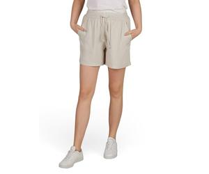 DENIMFY Pantalones cortos de verano para mujer, pantalones ligeros con goma elástica, corte regular, bermudas anchas, 100% viscosa, beige, verde, negro, azul, S, M, L, XL, XXL, marrón arena, M