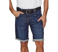 DENIMFY Pantalones cortos vaqueros para hombre con cinturón, elásticos, cortos, corte regular, bermudas, bermudas, verano, vaquero, monocolor, azul, negro, 31, 32, 33, 34, 36, 38, 40, 42, Dark Blue
