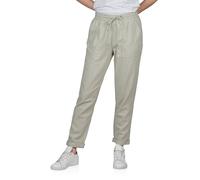 DENIMFY Pantalones de lino para mujer, de verano, largos, ligeros, de playa, corte regular, pantalones de ocio, elásticos, color blanco, beige, verde, S, M, L, XL, XXL, marrón arena, L