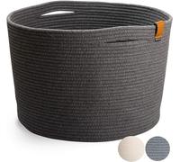 DENJA & CO Cesta de almacenamiento grande para zapatos cesta de zapatos tejida para entrada cesta decorativa para decoración del hogar cubo de zapatos para entrada gris carbón (17.7 x 11.4 pulgadas)