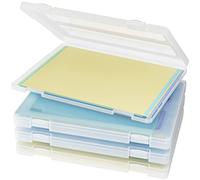 Denkee Paquete de 4 fundas portátiles para proyectos A4, caja de almacenamiento de plástico para papel de carta de 8.5 x 11 pulgadas, cajas de almacenamiento de papel para álbumes de recortes,