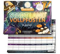 DENKRIESEN City Land Vollpfosten Music Edition | A4 Spielblock | A partir de 9 años en DIN A4 Spielblock | City Land Fluss für Musik Fans | Musiksspiel | Partyspiel | Gesellschaftsspiele