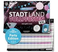 DENKRIESEN - City Land VOLLPFOSTEN® - Party Edition | Bloc de juego A3 | A partir de 12 años | Juego de fiesta | Ciudad Land Río | Juego de cumpleaños | Divertido juego de sociedad para celebraciones