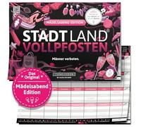 DENKRIESEN - Ciudad Land VOLLPFOSTEN® - Chica Noche Edición | Bloc de Juego DIN A4 | A Partir de 16 años | Juego Familiar | Ciudad Land Río | Categorías Creativas para Amigas Noche