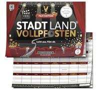 DENKRIESEN StadLand Vollpfosten Film Edition | A partir de 9 años en DIN A4 Spielblock | City Land Fluss für Kino Fans | Familiensspiel | Filmabend Partyspiel | Gesellschaftsspiele