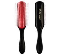 Denman Curly Hair Brush D4 (Black & Red) 9 Row Styling Brush, Smoothing Longer Hair and Defining Curls - For Women and Men