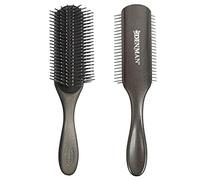 Denman Curly Hair Brush D4 (Silver) 9 Row Styling Brush for Styling, Smoothing Longer Hair and Defining Curls - For Women and Men