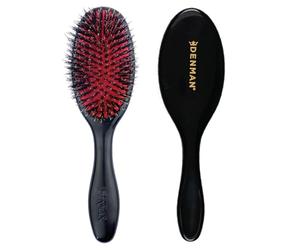 Denman Cushion Hair Brush (Small) with Soft Nylon Quill Boar Bristles - Porcupine Style for Grooming, Detangling, Straightening, Blowdrying and Refreshing Hair - Black, P081S