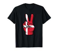 Denmark Peace Sign Hand Patriotic Country Danish Flag Camiseta