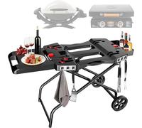 Denmay Carro de barbacoa portátil con rueda para Weber Q1200, Q1000, Q2200, Q2000 Serie, para Blackstone 43 cm 56 cm, plancha de mesa, carro plegable, soporte para barbacoa exterior