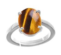 DENMOUS 4.50 Ratti Natural Earth Mined Tiger Eye/Tiger Eye/Tiger Eye Natural Certified Tiger Eye Ring Silver Plated Chitti Stone For Men And Women by Lab - Certificado-B09KHLVJ-01