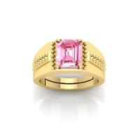 DENMOUS 6.00 Ratti - Anillo chapado en oro con piedra preciosa de zafiro rosa natural sin tratamiento A+ para mujeres y hombres (certificado de laboratorio) -B0CY365B-00