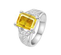 DENMOUS 6,25 Ratti 5,00 Quilates Calidad Natural Zafiro Amarillo Pukhraj Anillo chapado en plata con piedras preciosas para hombre y mujer (certificado de laboratorio) - B0CKBVXP-01